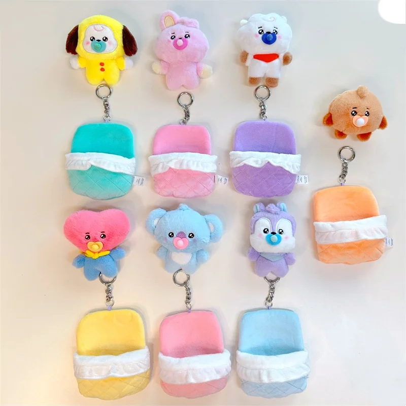 New 13Cm Bt21 Popular Anime Kawaii Cooky Chimmy Mini Plush Keychain Pendant Baby Pacifier Plush Doll Bag Pendant Ornament Gift