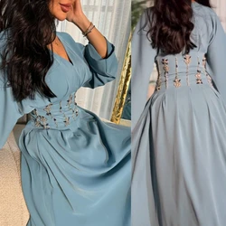 Customized  Jersey Beading Birthday A-line V-neck Bespoke Occasion Gown Midi Es Saudi Arabia