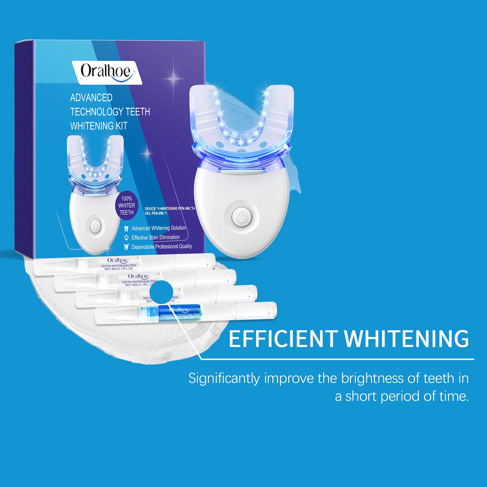 Professional Teeth Whitening LED Light Kit with 4X Whitening Gel Accelerated Whitening System Blue Light Tool for White Smile - view 5