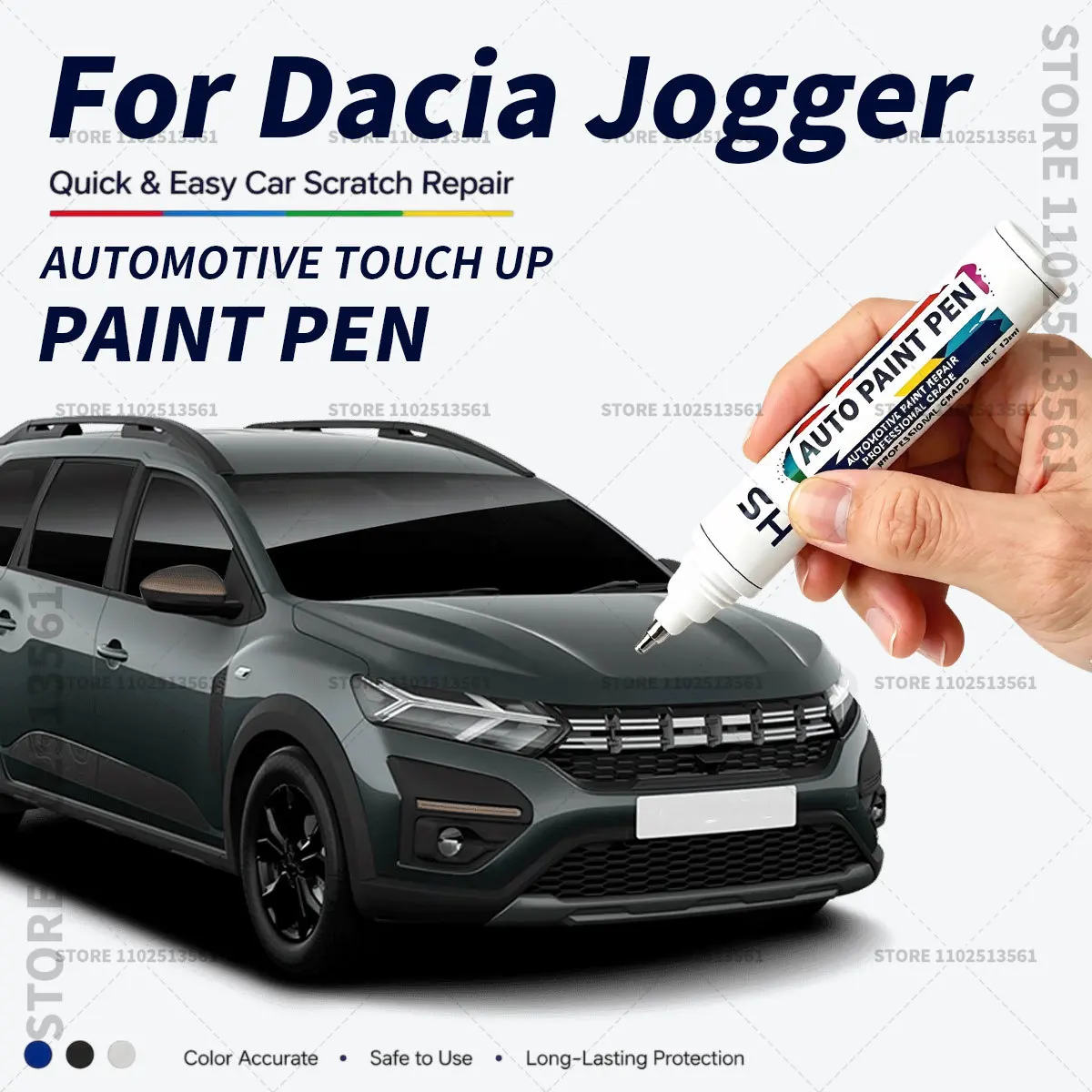 For Dacia Jogger Black Vehicle Paint Touch Up Pen Car Scratch Remover Repair Marker Waterproof DIY Auto Body Maintenance Tool