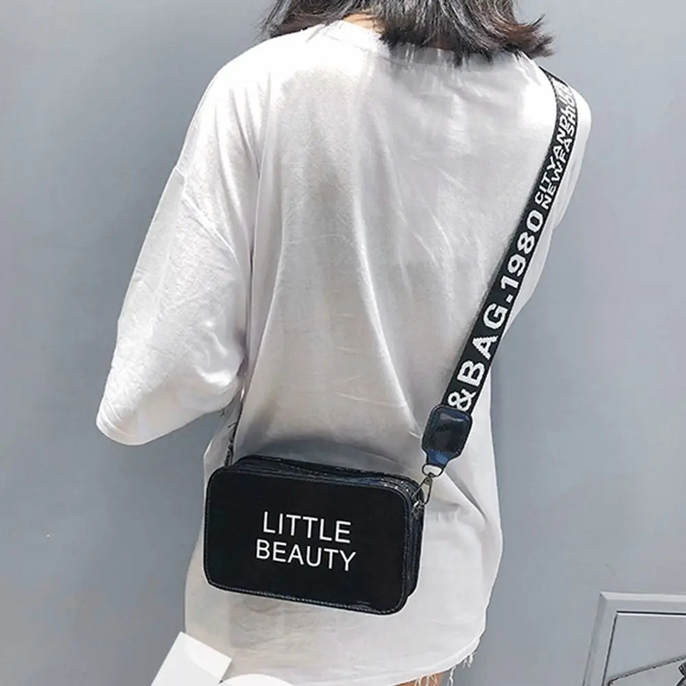 Fashionable Handbag Laser Messenger Bag Letter Phone Bag Korean Style Bag PVC Crossbody Bag PVC Square Bag Women