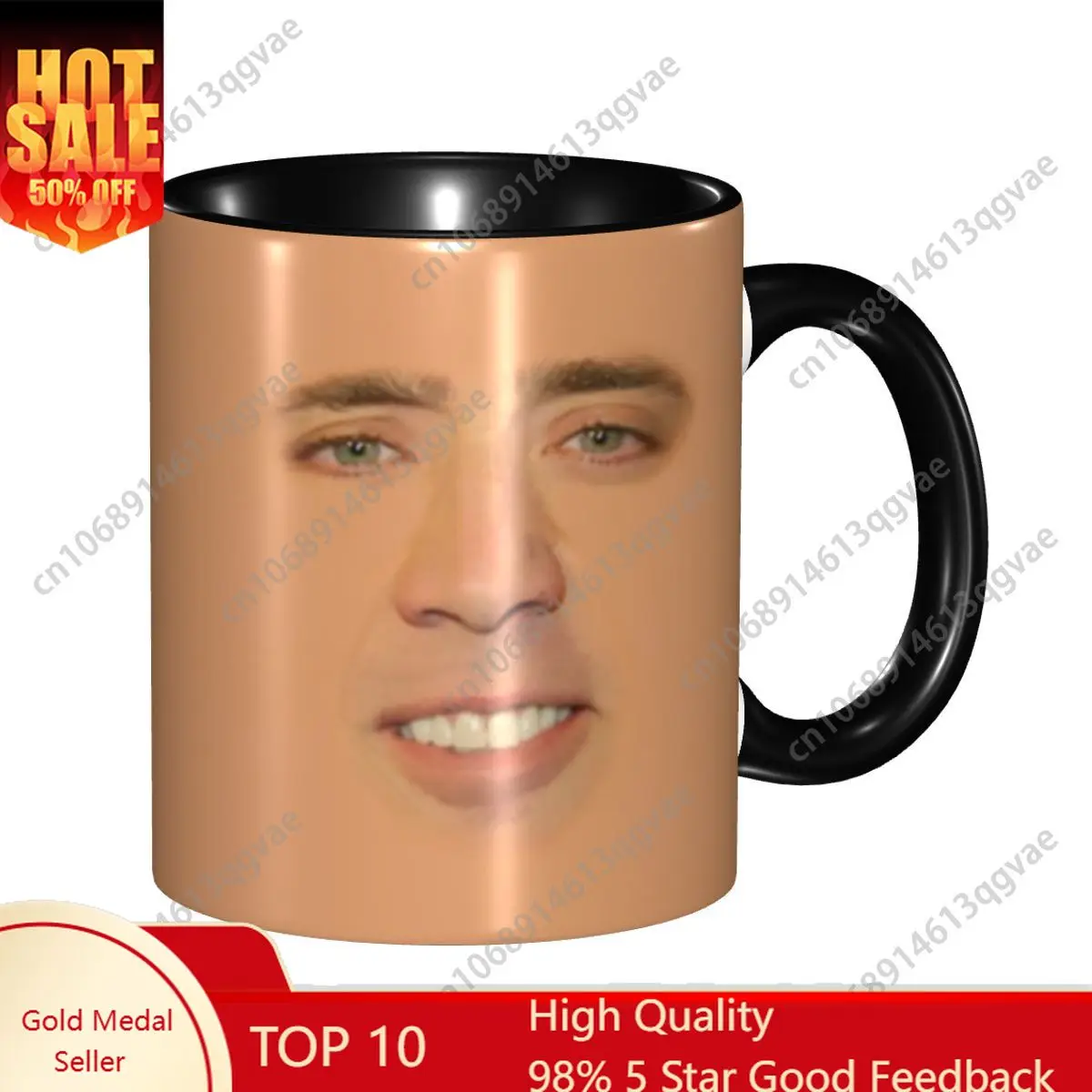 

Custom Nicolas Cage Full Face Coffee Mug DIY Funny Meme Ceramic Tea Milk Cup