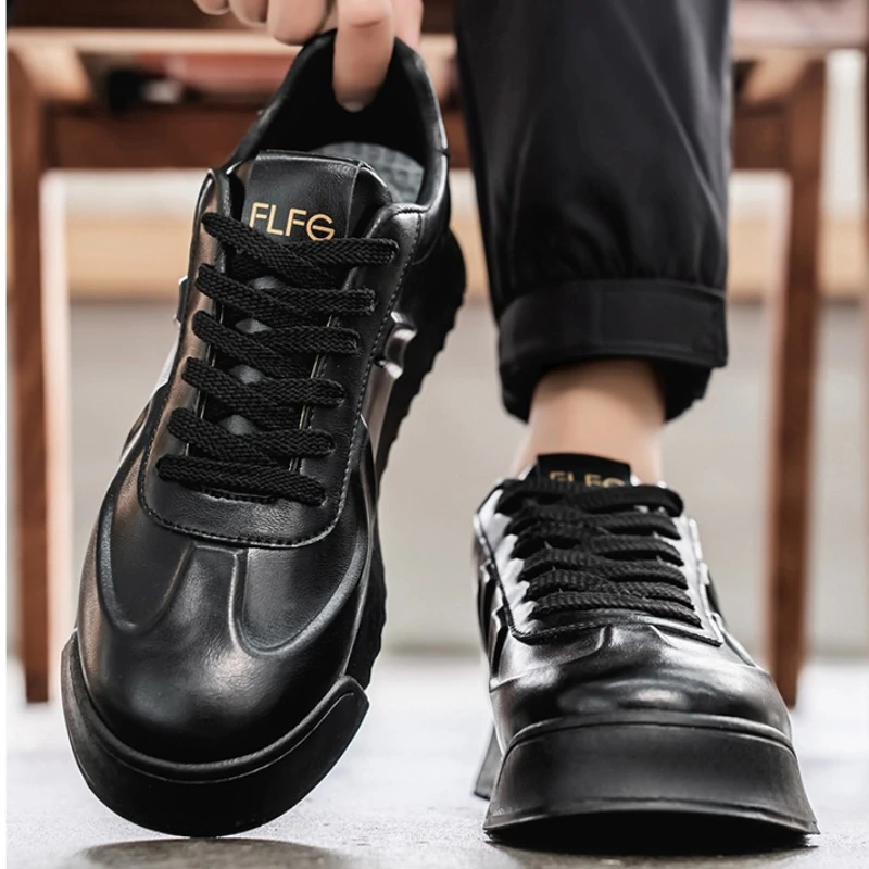 

Самые продаваемые мужские кожаные туфли большого размера с низким берцем и круглым носком на шнуровке в стиле ретро, модные повседневные вулканизированные туфли на плоской подошве