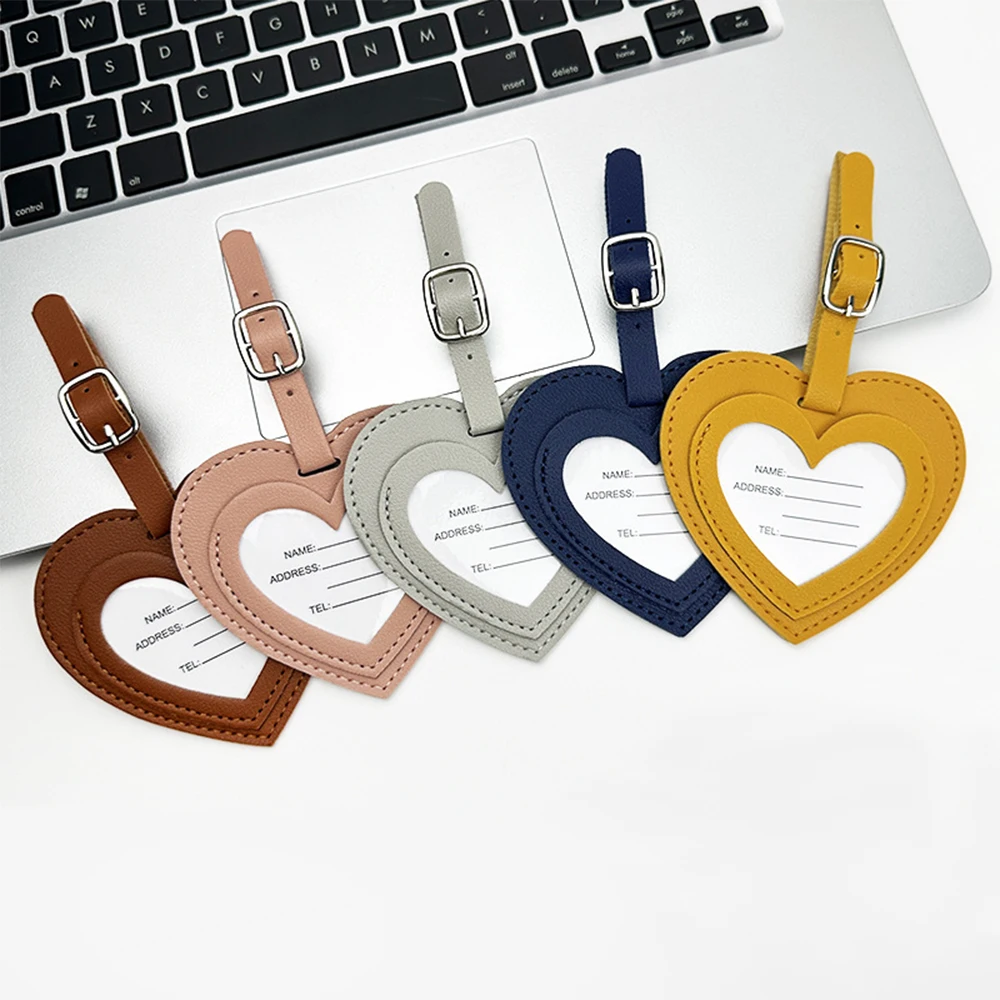 Reise-Herz DIY Namens-Gepäckanhänger Individuelle Buchstaben PU-Leder Großhandel Luxus-Kofferanhänger Hochzeits-Jahrestags-Geschenk Taschenanhänger – Detail 7