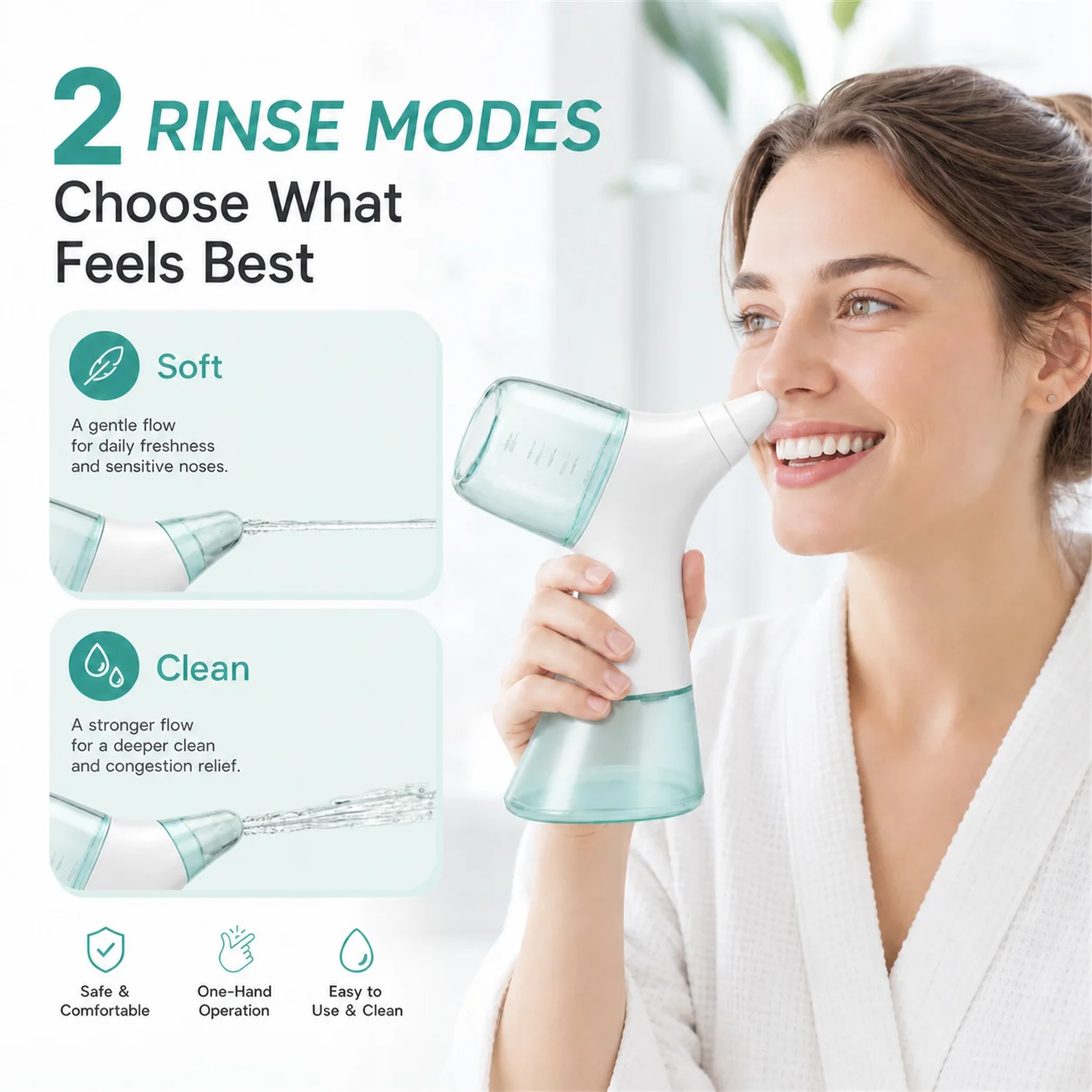 Mornwell Electric Suction Nasal Irrigator System, Nose Washer Sinus Rinse Machine Included 30 SaltPods for All‑Round Deep Nasal