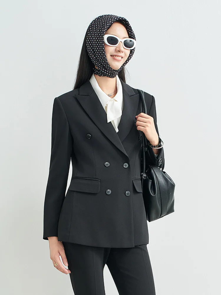 Navy Blue Professional Skirt Suit for Women, Formal Wear for Commuting and Interviews, Spring and Autumn Hotel Front Desk Work U