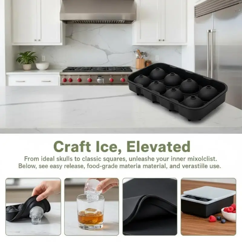 Silicone Ice Cube Tray 4/6 Grid Large Molds Food Safe for Hosting Events