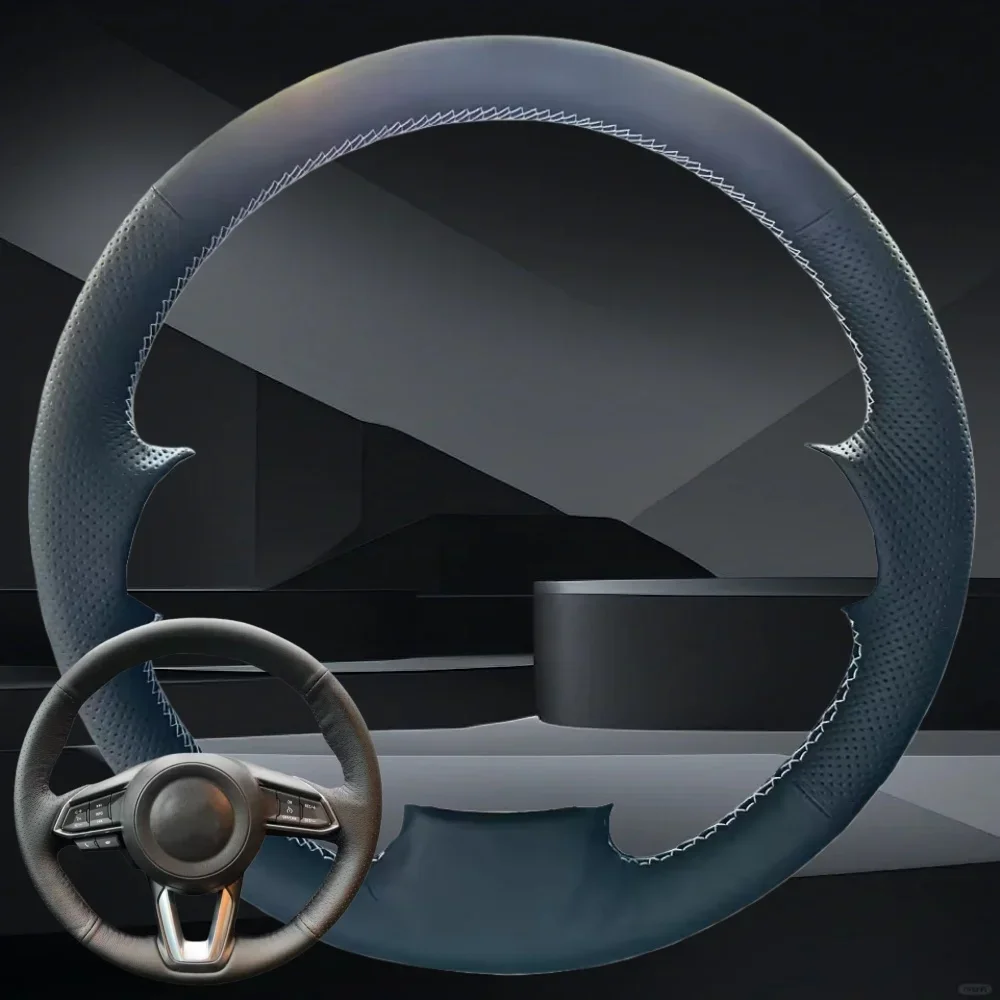 Black Microfiber Leather Hand-stitched Car Steering Wheel Cover Steering Wheel  For Mazda CX-3 CX-5 2017 2018 Mazda6 CX-9
