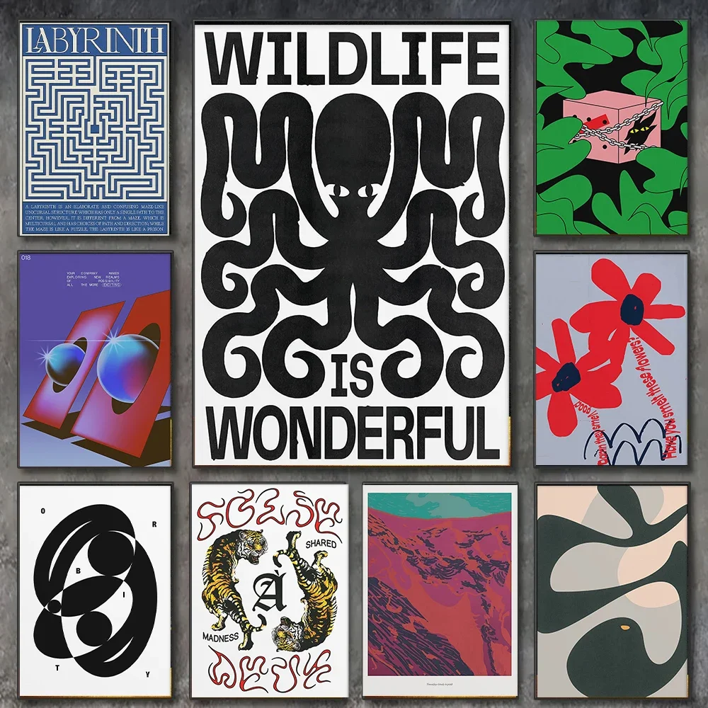 الرجعية مجردة قماش طباعة Vintage الملصقات الكلاسيكية منتصف القرن الرسم على لوحات القماش الجدارية غرفة المعيشة غرفة نوم ديكور المنزل هدية #1