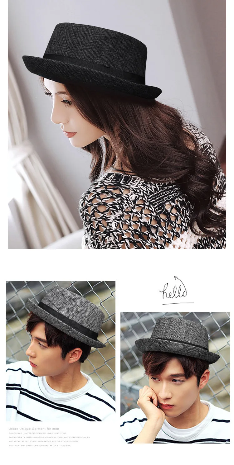 Neue Herbst- und Winterhüte für Herren Britische Retro-Jazzhüte Rundkopf-Hüte mit Kleinem Schirm Klassische Karierte Hüte im Gentleman-Stil für Damen – Detail 6