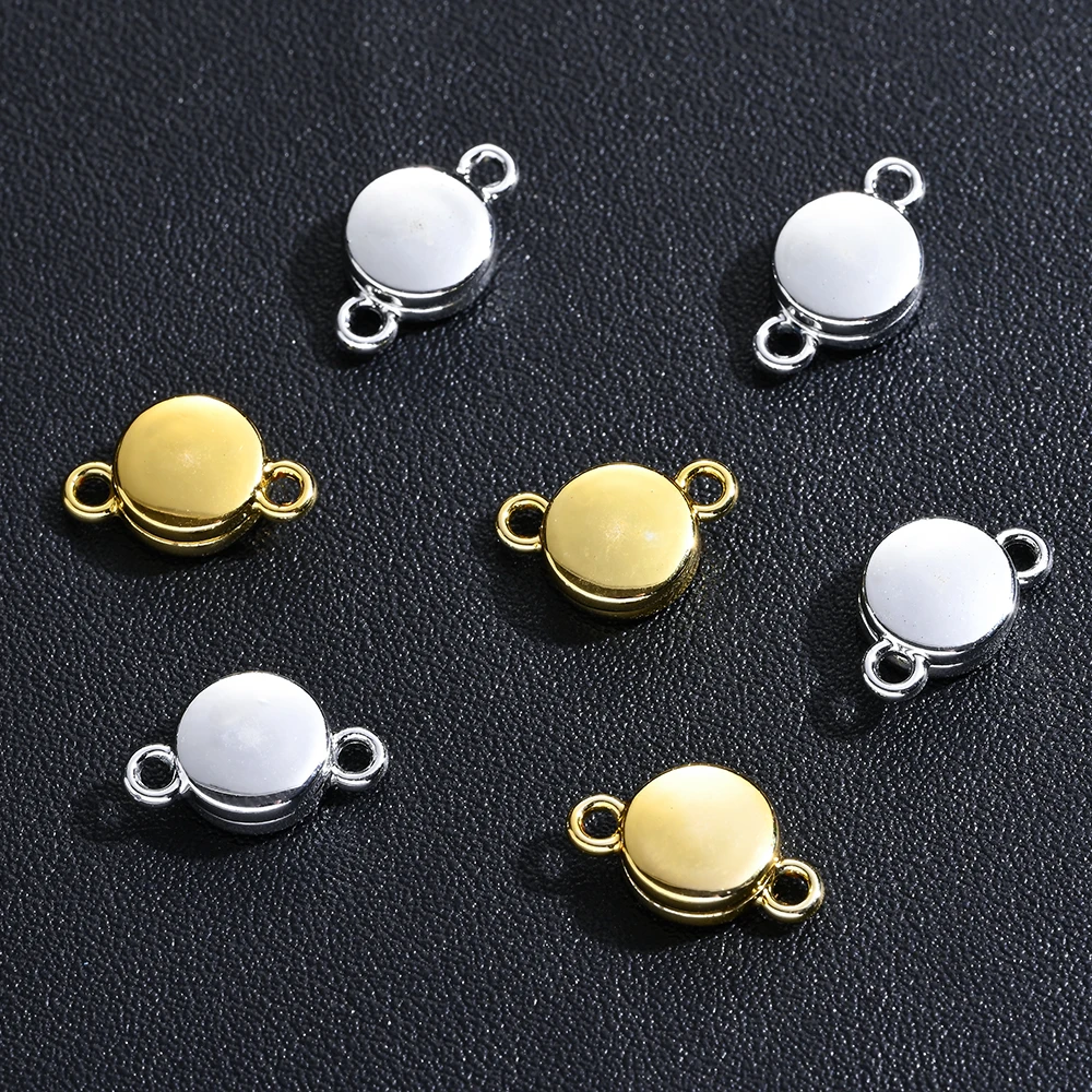5 Paar magnetische Legierungs-Anhänger mit doppelter runder Schnalle, mit magnetischer Anziehung für die Verbindung von Halsketten und Armbändern. – Detail 3