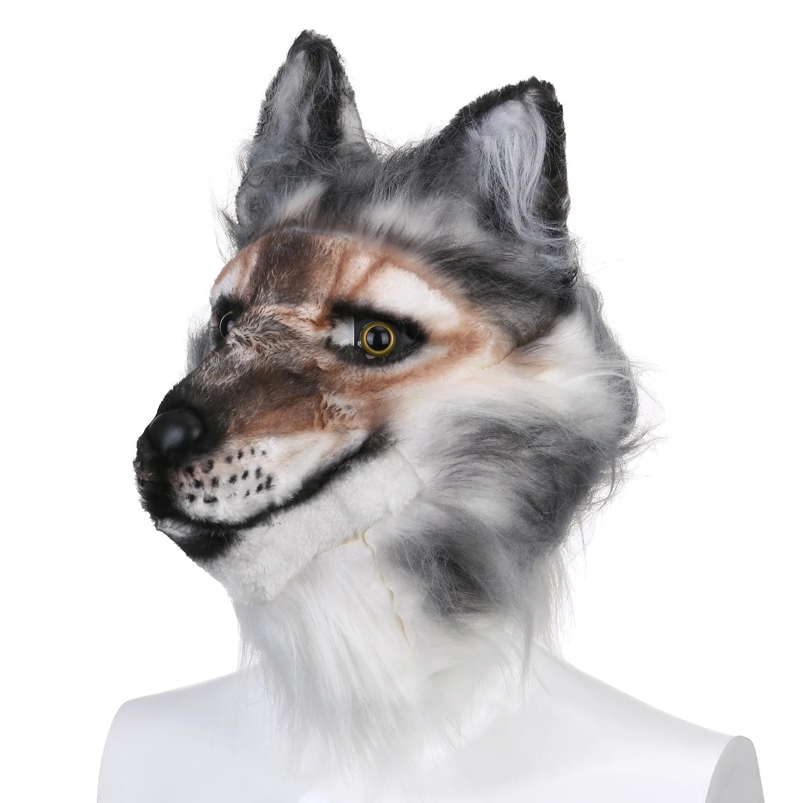 Animal Wolf Mask Werewolf Headwear Light-up Realistic Wolf Mask Carnival Masquerade Halloween Cosplay Scary Full Head Latex Mask