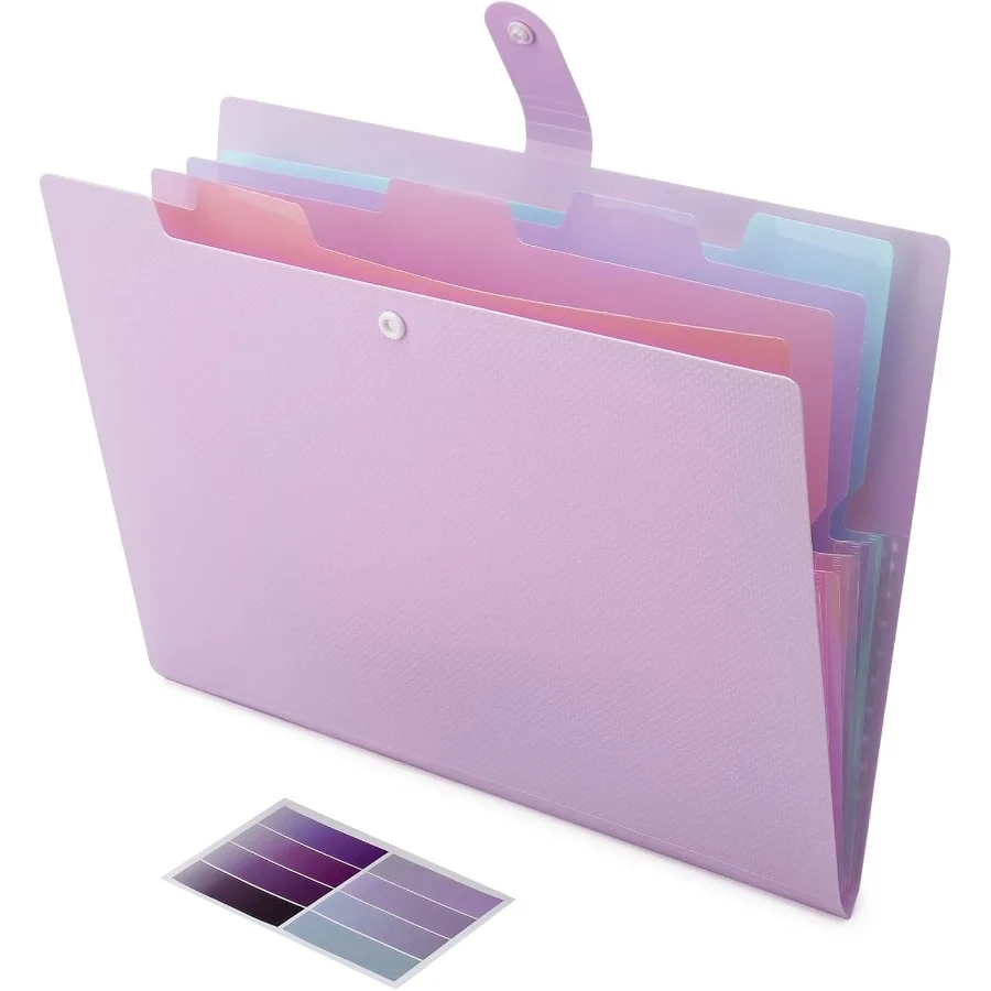 مجلد ملفات متسع ملون 5 أوعية مجلد مع تسميات ملونة المحمولة نسج نمط الأكورديون مجلد ملفات A4 حجم الرسالة Pr #1