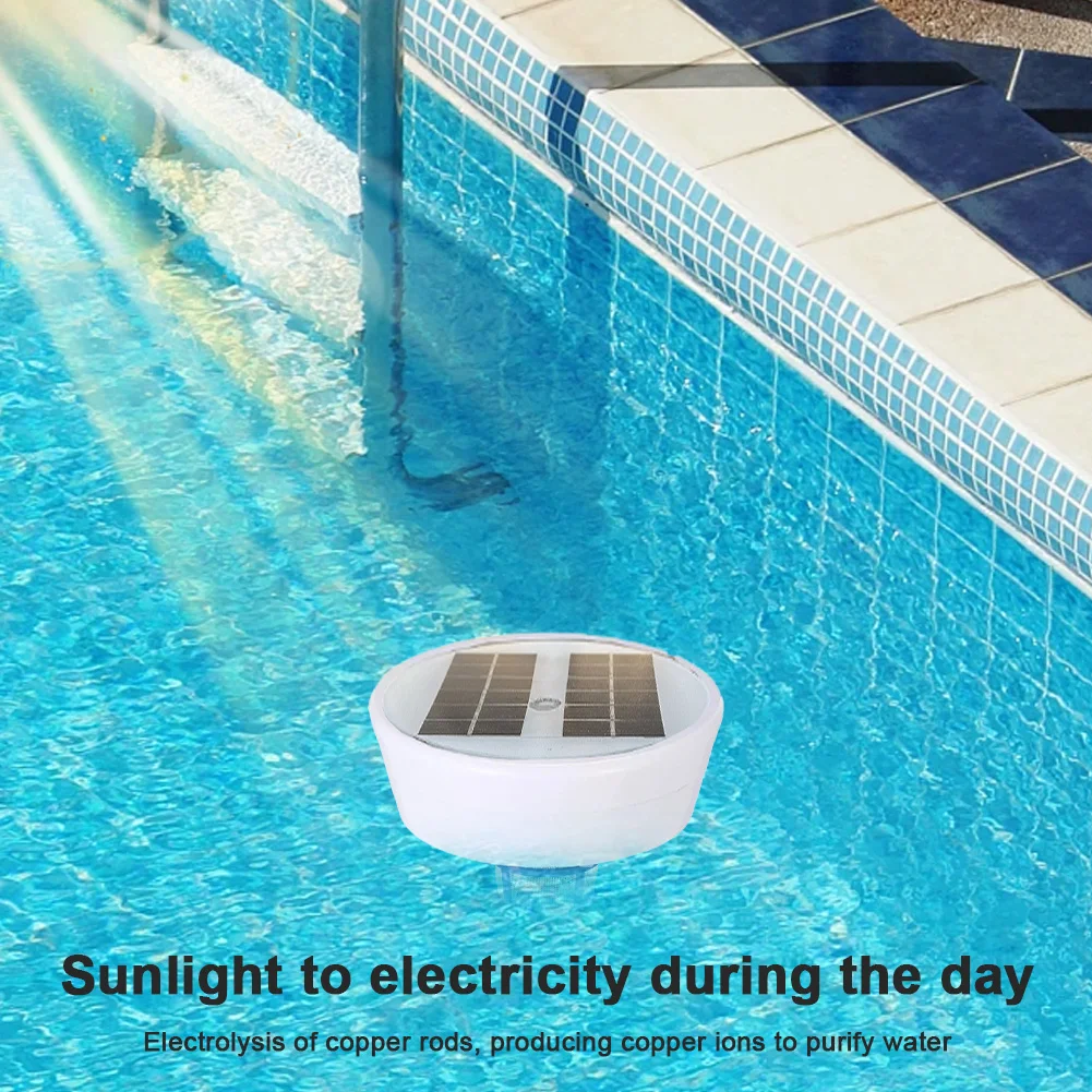 Floating Pool Cleaner Keeps Pool Cleaner and Clear Copper Ionization 85% Less Chlorine Solar Copper Pool Ionizer Up To 35000 Gal