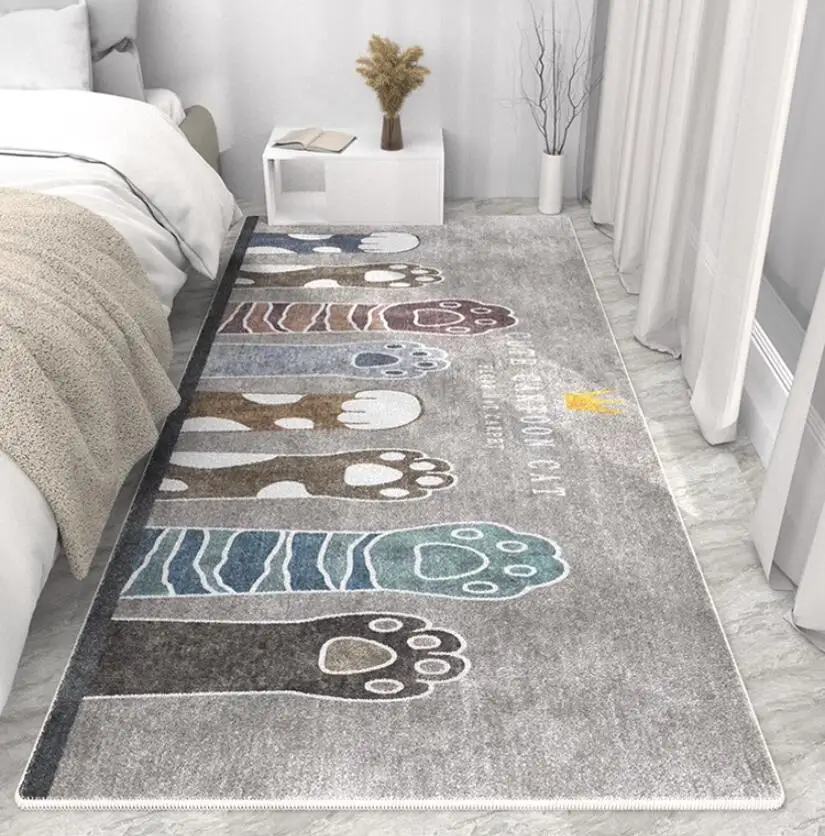 Rectangle Fleece Thick Living Room Carpet Simple Decorative Bedroom Carpet Bedside Table Rug Children's Room Cartoon Play Mat