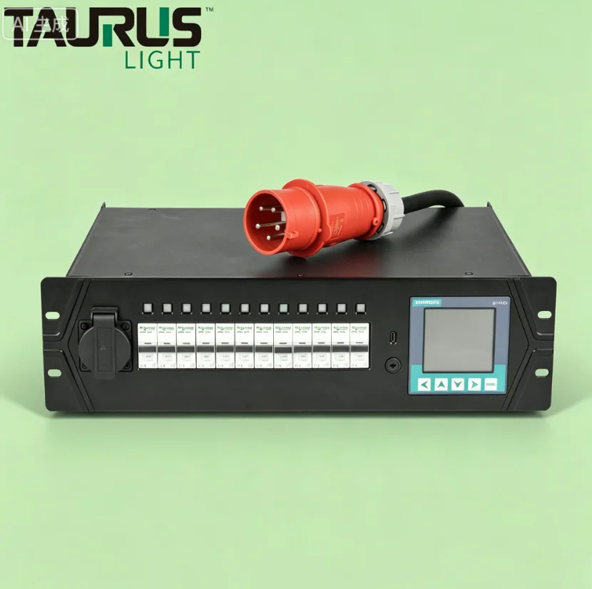 OEM CustomStage Power Distribution Box 12CH 63A CEE Input Power Distro Box With Digital Meter for Stage Lighting