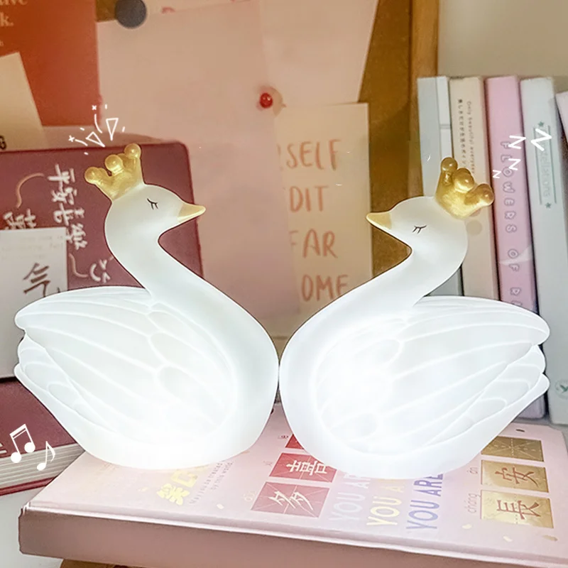 

white swan Creative Cute Cartoon Sleep Night Light Bedroom Bedside Decoration Atmosphere Light Children's Gift dropshipping