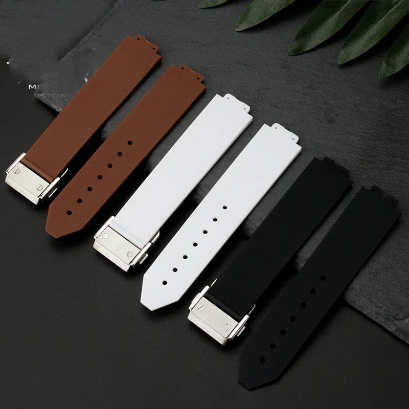 

20*13mm convex waterproof silicone watch strap for HUBLOT Big explosion female women rubber watchband butterfly buckle Free tool