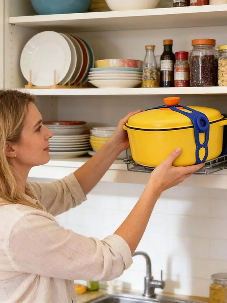 Silicone Utility Strap Reusable Lid Securing Strap Self-locking Elastic Tie Latch Straps For Lunch Boxes And Kitchen Utensils