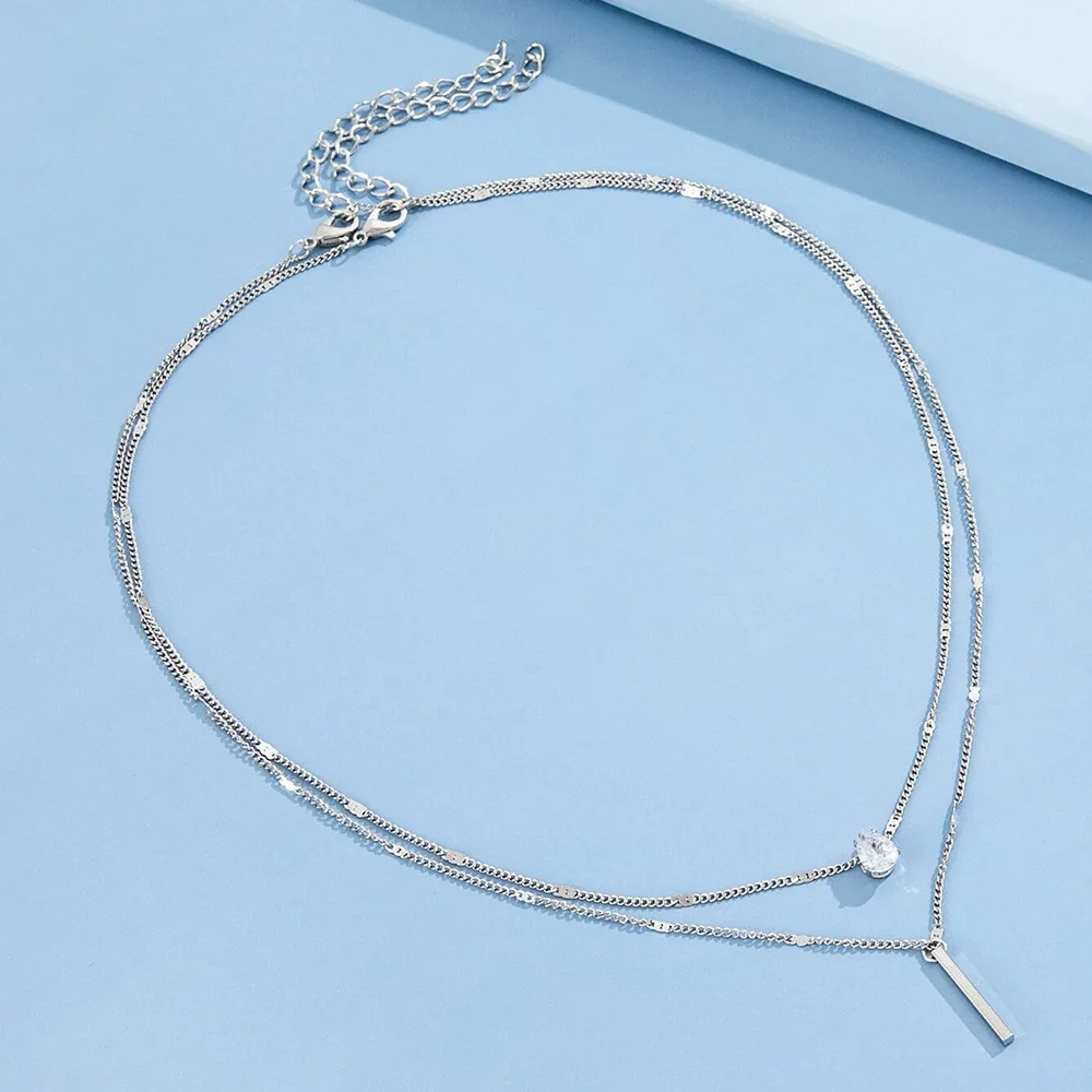Trendy Zirkon Anhänger Halskette Für Frauen Multilayer Kette Halsband Mode Weibliche Party Glänzenden Schmuck Geschenk