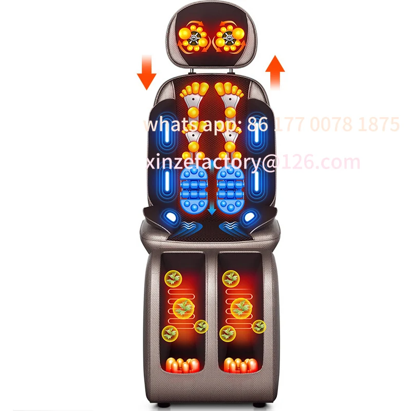 

Настраиваемое обновление, электрическое массажное кресло для всего тела, шея, спина, талии, нога, инфракрасный нагрев, вибрация, разминающая подушка шиацу