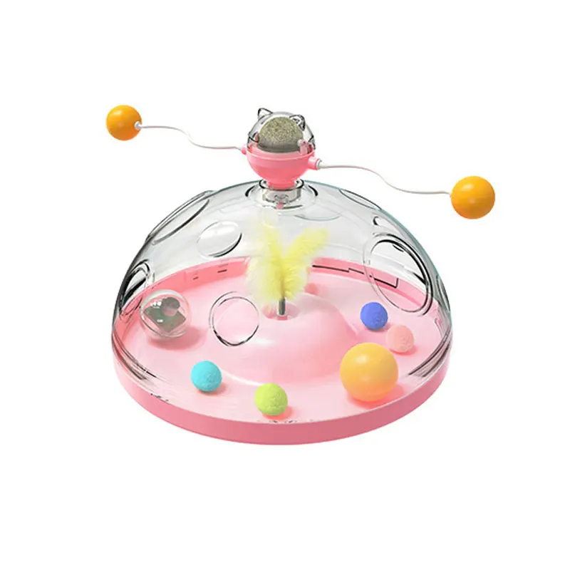 Interactive tower cat toy turntable ball toy cat kitten teasing puzzle treasure chest toy pet training supplies accessories