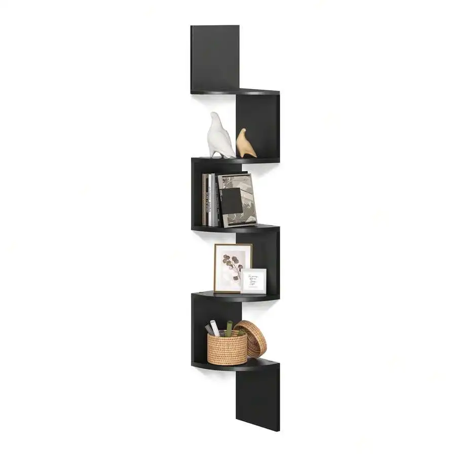 Shelf Wall Mount, 5-Tier Floating Wall Shelf, Bookshelf, Plant Wall Shelf For Bedroom, Living Room, Bathroom, Home Office, 7.9'D