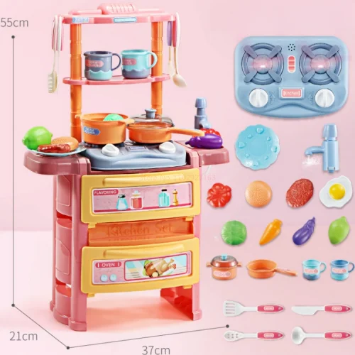 Children Play House Simulation Kitchen Dining Table Cook Rice Tableware Mini Food Early Education Kitchen Set Gift For Girls Toy