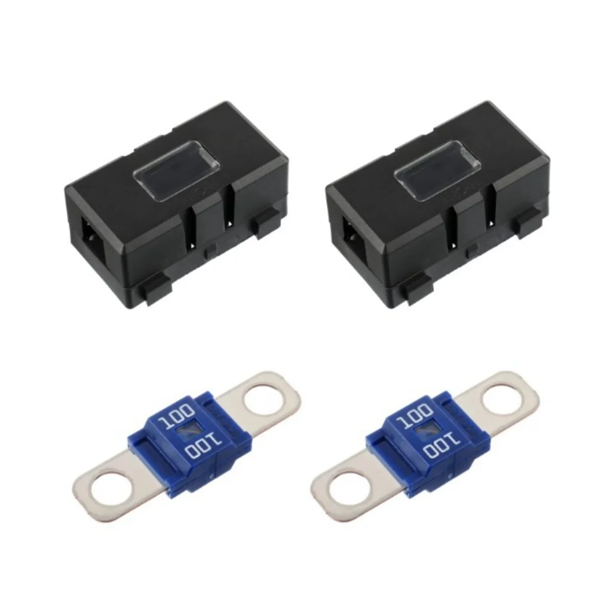 2 X ANS-H Car Fuse Holder and 2 X High Current Bolt on Midi Fuses 100A Amp for Cars, Trucks, Vehicles 100A