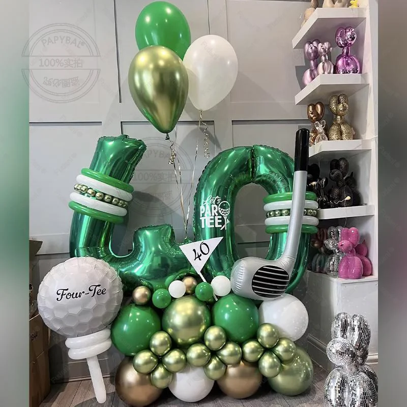 72pcs Golf Balloon Set 32inch Green 1-9 Number Football Foil Balloon Round Globos For Baby Shower Birthday Party Giving Gift - view 3