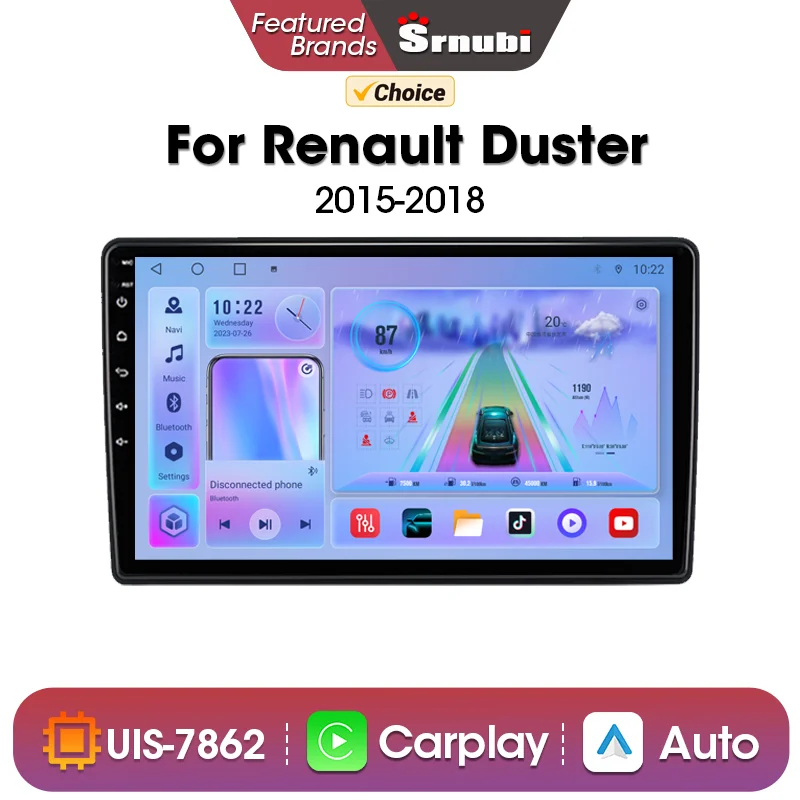 

Srnubi Android 12,0 автомобильное радио для Renault Duster 2015-2018 мультимедийный видеоплеер 2Din 4G GPS навигация Carplay DVD головное устройство