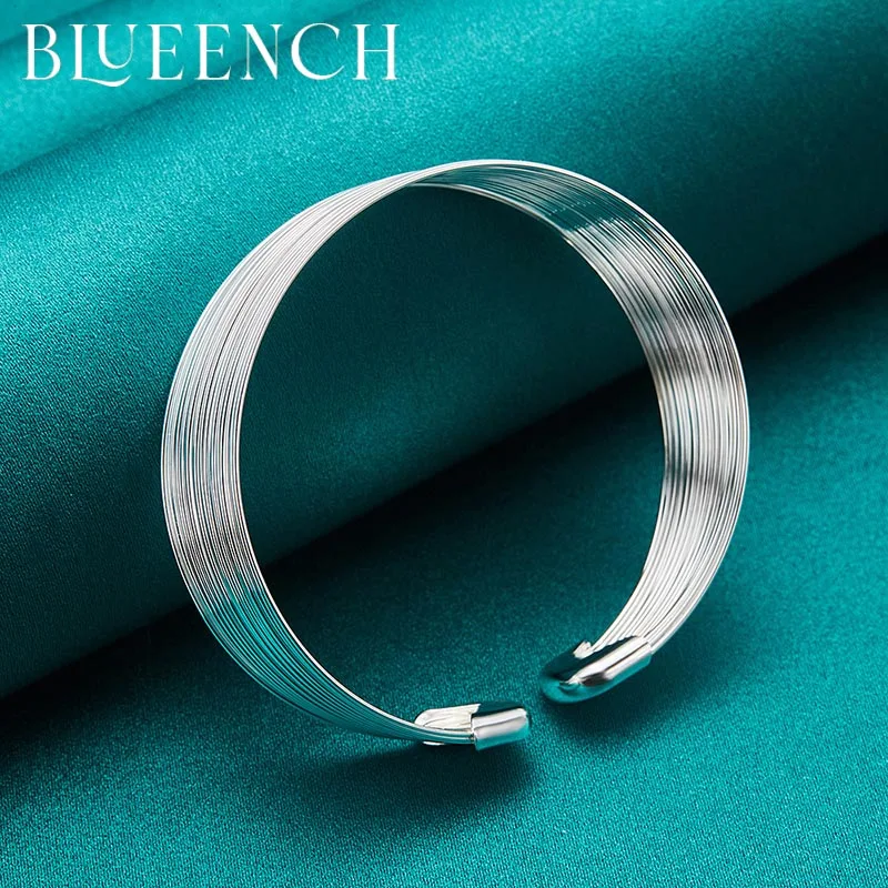 

Blueench 925 Sterling Silver Wide Multi Tier Bracelet Bangle For Women'S Wedding Party Fashion Glamour Jewelry