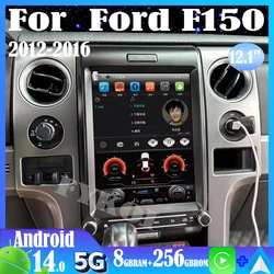 Android 15 For Ford F150 2012-2016 Car Radio Automotive Multimedia Tesla Style Carplay Auto Bluetooth WIFI 4G DSP GPS Navigation