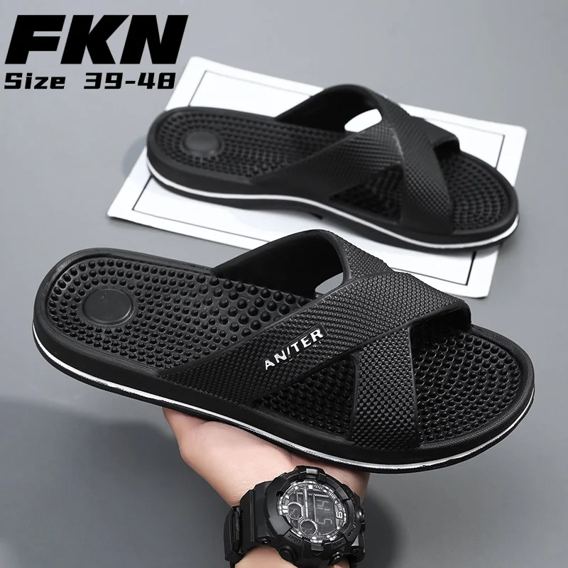 Summer men's slippers EVA slippers plus size indoor and outdoor sandals light flat non-slip comfortable slippers garden shoes 48