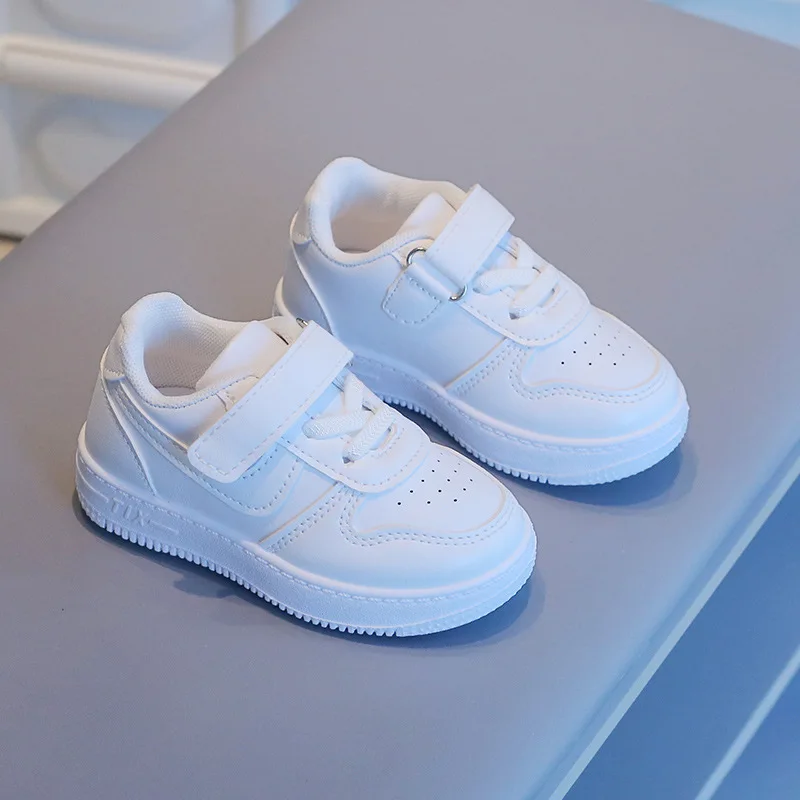 Spring Autumn Kids Sneakers New Baby Boys Girl Sports Casual Board Shoes Leather Leisure Soft Soled Children White Running Shoes