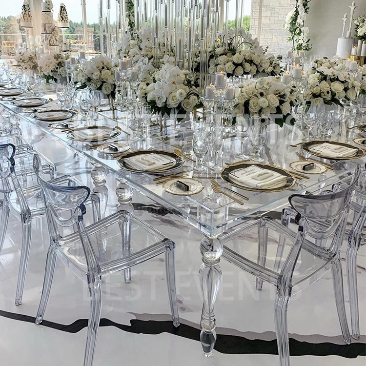 New Design Modern Rectangular Transparent Acrylic Wedding Table