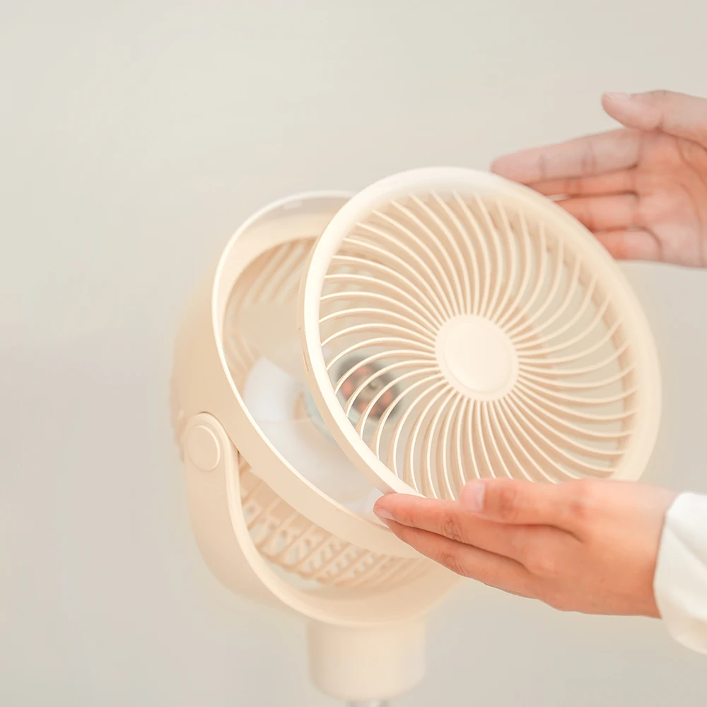 Ventilateur Électrique Flexible, Rechargeable par USB, à 4 Vitesses, Sans Fil, avec réinitialisation de Refroidissement, avec Veilleuse, pour le Bureau et la Maison