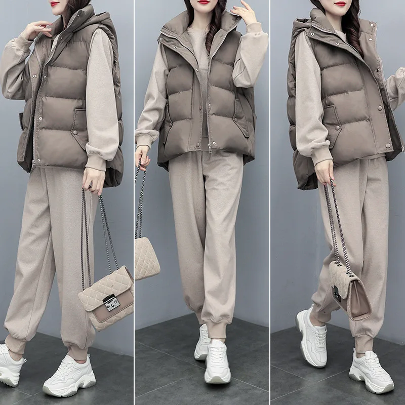 3 pz Plus Size inverno donna tuta abbigliamento sportivo giacca calda felpa con cappuccio + felpa + pantalone Running Jogger Fitness Casual Set tuta