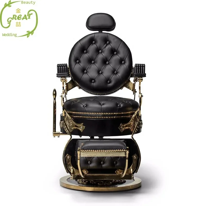 Latest Black Leather Hair Salon Chair Barbershop Old Fashioned Barber Chair