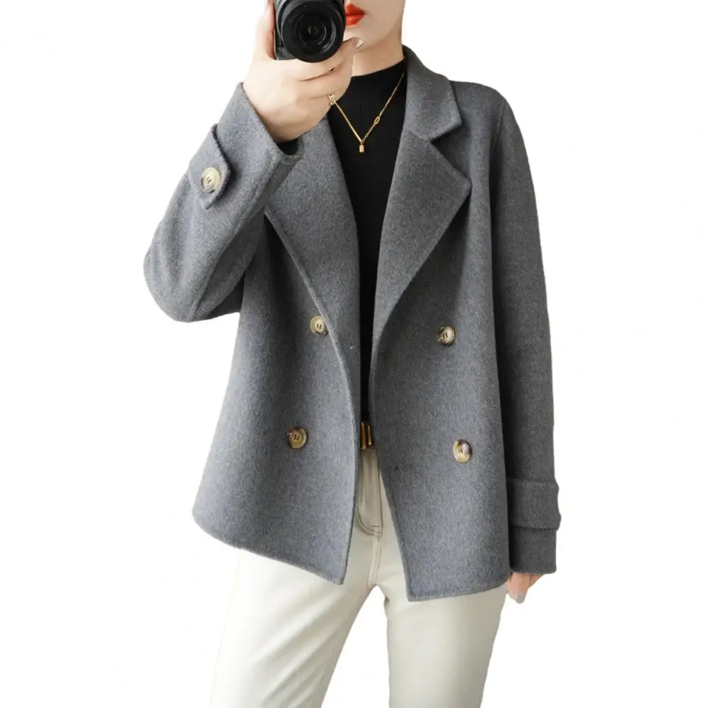 Women Long-sleeved Jacket Elegant Double-breasted Woolen Coat for Women Warm Stylish Fall/winter Jacket Formal Business for Ol