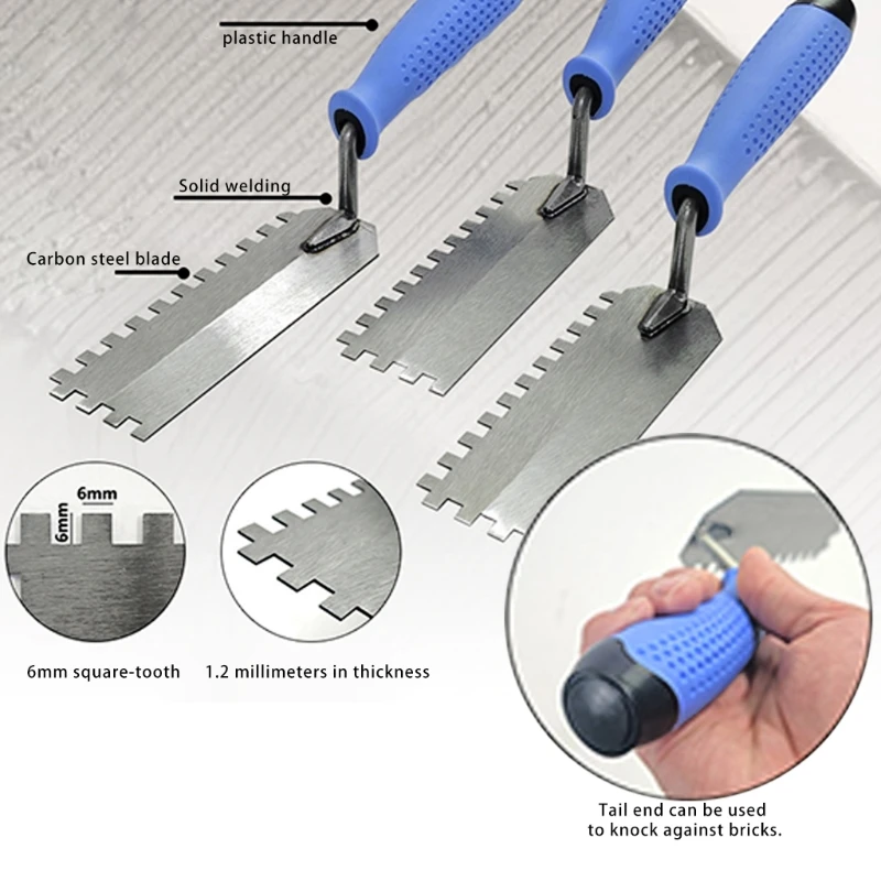 

Professional Carbon Steel Masonry Trowel Scraper Putty Building Tool For Brick & Tile Work With Notched
