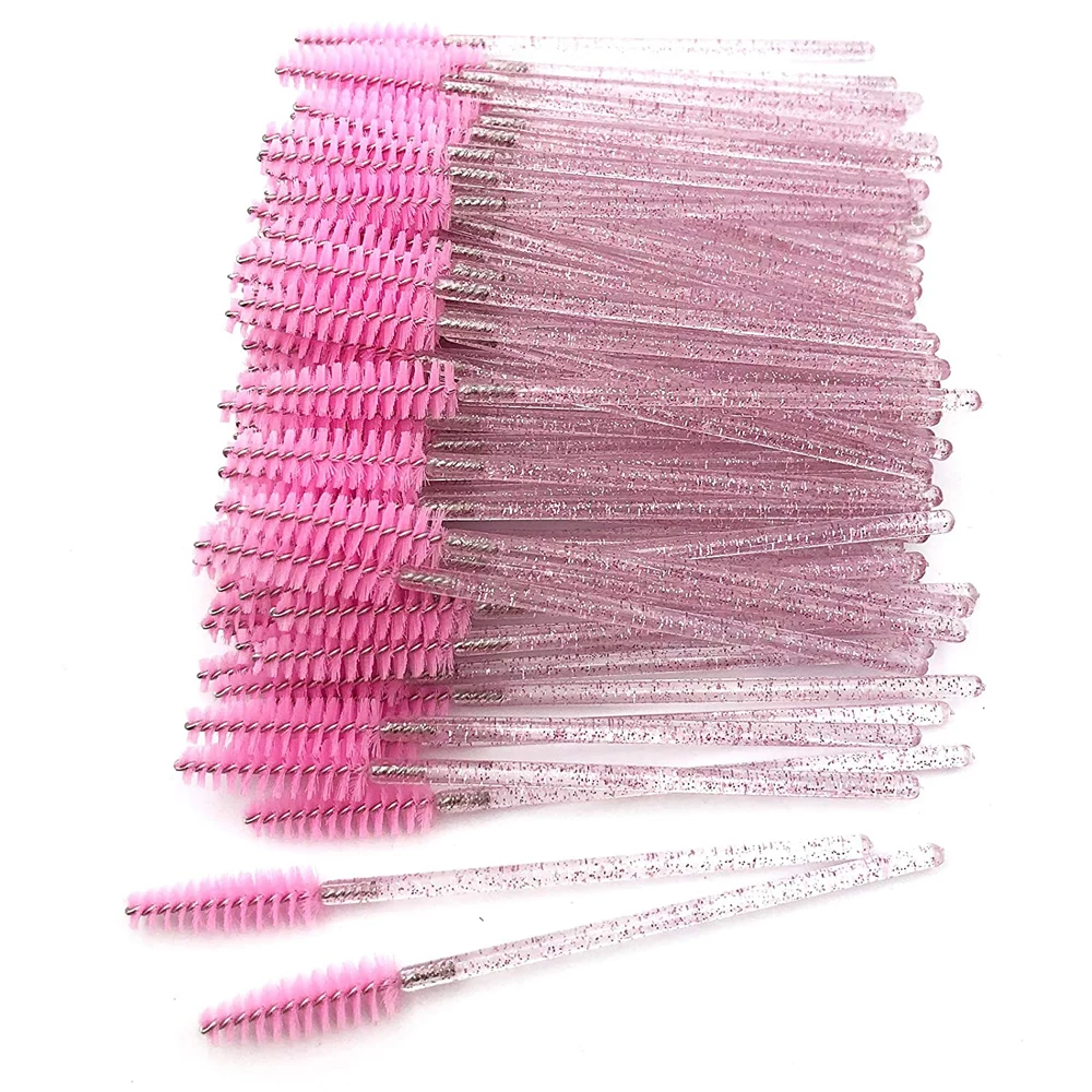 100Pcs Crystal Eyelash Brush Disposable Mascara Wands Eyelash Extension Microbrush Eyebrow Applicator Makeup Brush