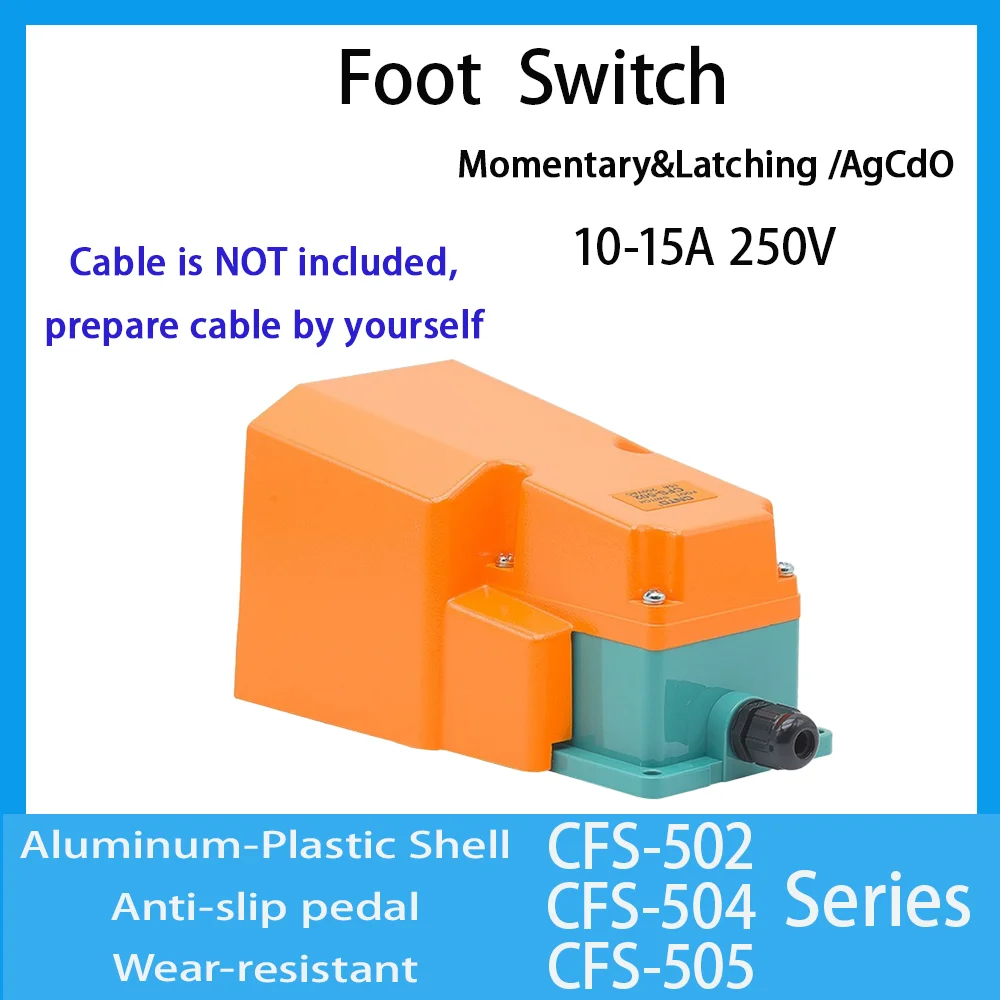 CNTD CFS-502 504 505 Foot Pedal Switch Aluminum Alloy with Guard IP67 Momentary/Latching 1NO1NC/2NO2NC 15A 250V Industrial