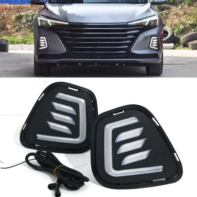 

DRL For Changan Eado Plus 2020-2023 Car Led Daytime Running Light Front Fog Lamp Modification Flowing Turn Signal Day Lights