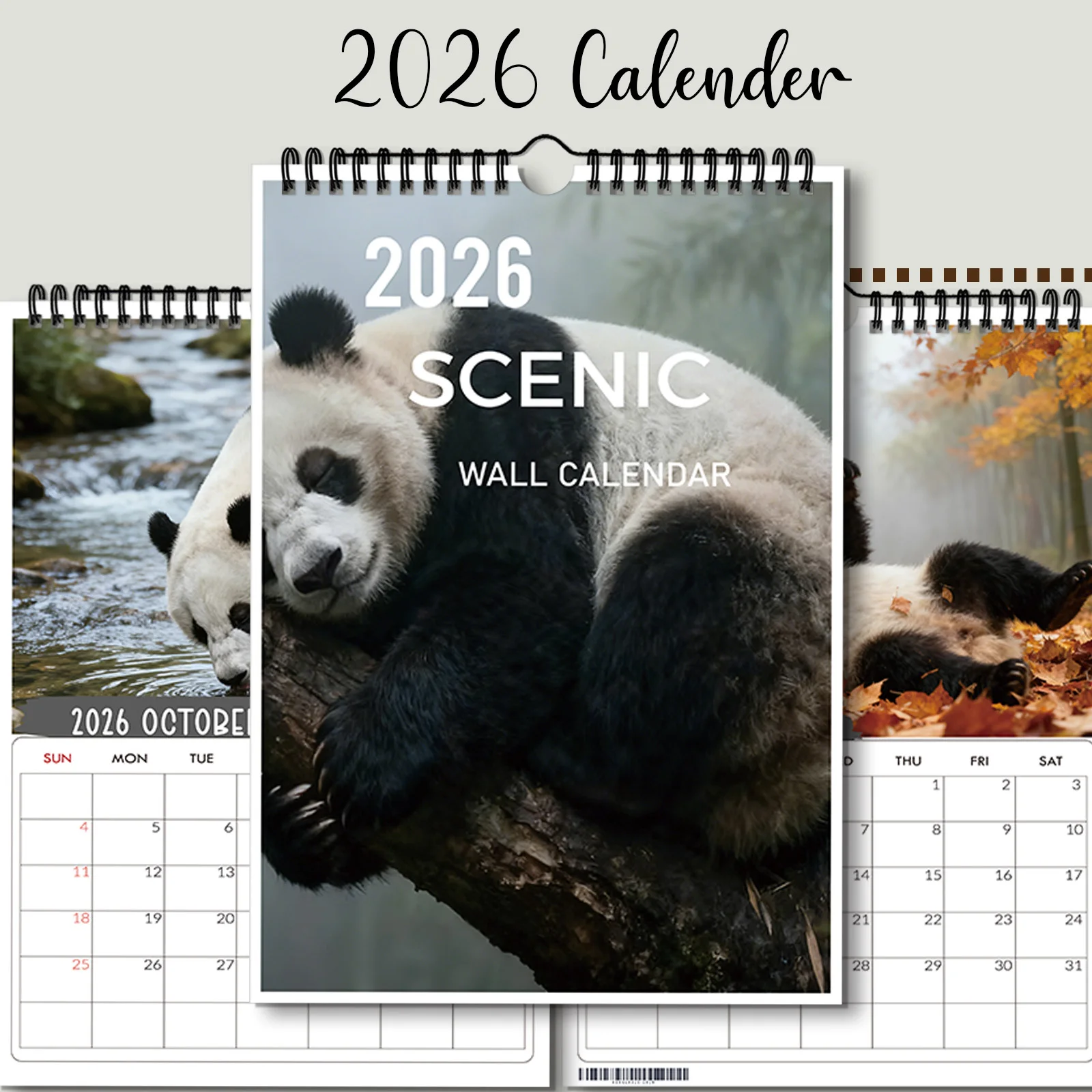 ปฏิทินแพนด้าป่าไผ่ที่มีเสน่ห์ 1 ชิ้น เหมาะสำหรับตกแต่งบ้าน เหมาะสำหรับคนรักสัตว์ป่า ของขวัญปีใหม่ที่ดี