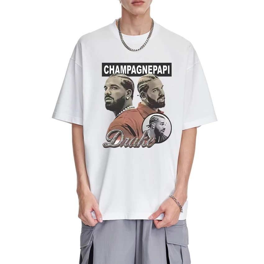 

2025 Дрейк, американский горячий рэпер, уличная одежда в стиле хип-хоп, винтажные футболки унисекс с короткими рукавами для мужчин и женщин, футболка большого размера из 100% хлопка