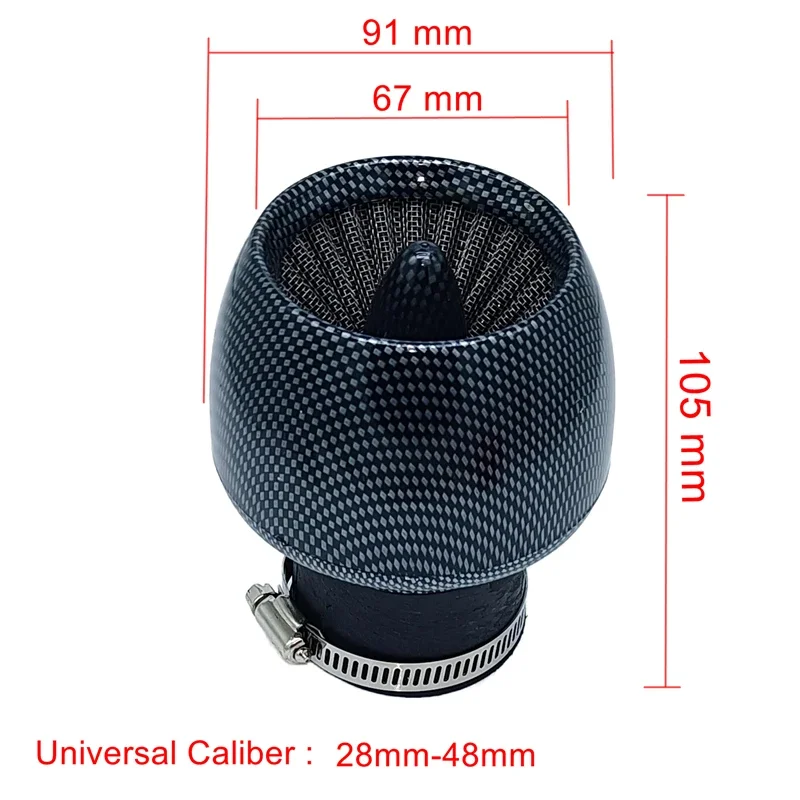 28-48mm Carbon Fiber Motorcycle Air Filter Cleaner Bend Elbow Air Filter Motorbike Universal for Honda Kawasaki Dirt Bike ATV - Image 4