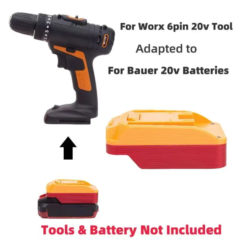 

Адаптер-переходник для литий-ионного аккумуляторного инструмента Bauer 20 В в аккумуляторный инструмент Worx 20 В 6PIN ( ﻿ Только адаптер)