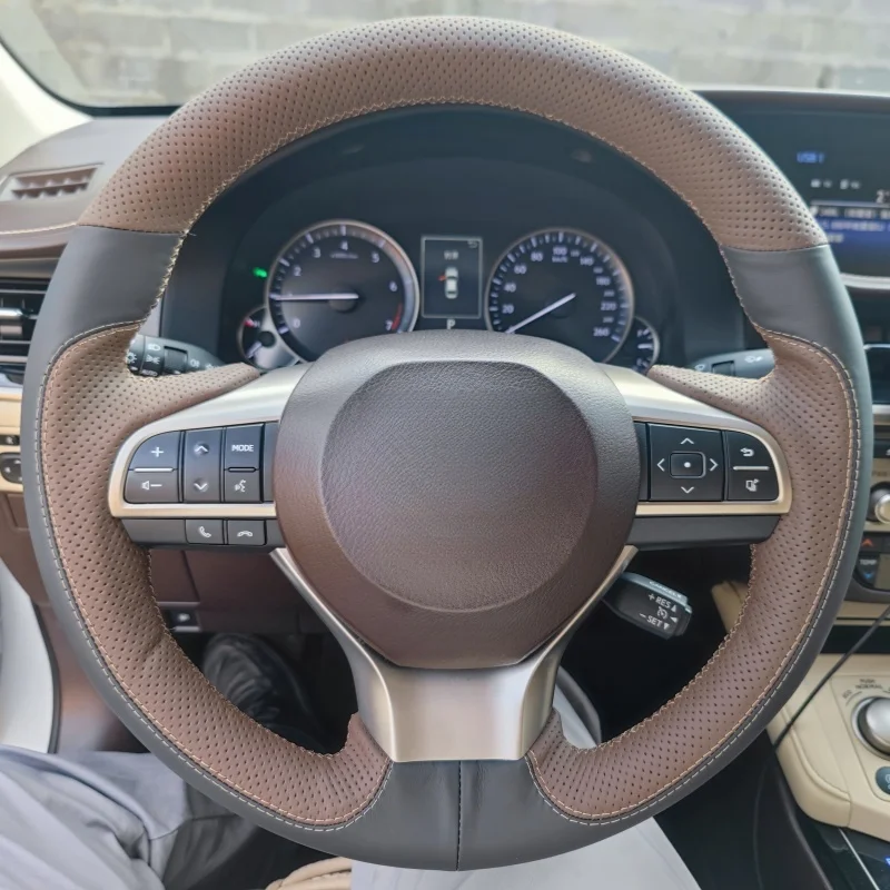 Car Steering Wheel Cover Genuine Leather For Lexus ES200 ES250 ES300h 2015-2018 GS200 GS300h GS450h RX200t Car Accessories