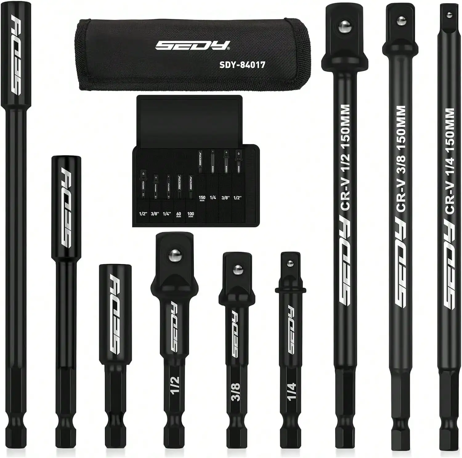 9-Piece Impact Socket Adapter Set, 1/4